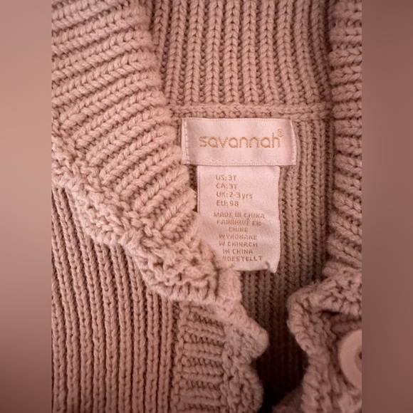 Savannah girl’s button up sweater cardigan size 3T / beige - Picture 2 of 6